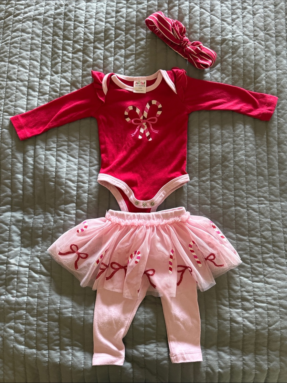 Infant Pink Candy Cane Tutu Costume Set with Headband